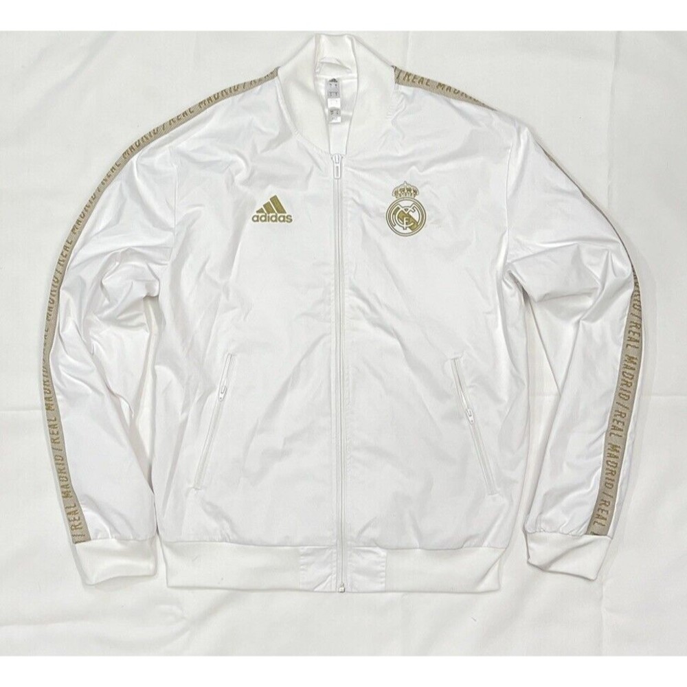 Adidas Men's Real Madrid White/Gold Anthem Jacket Men's Size Small